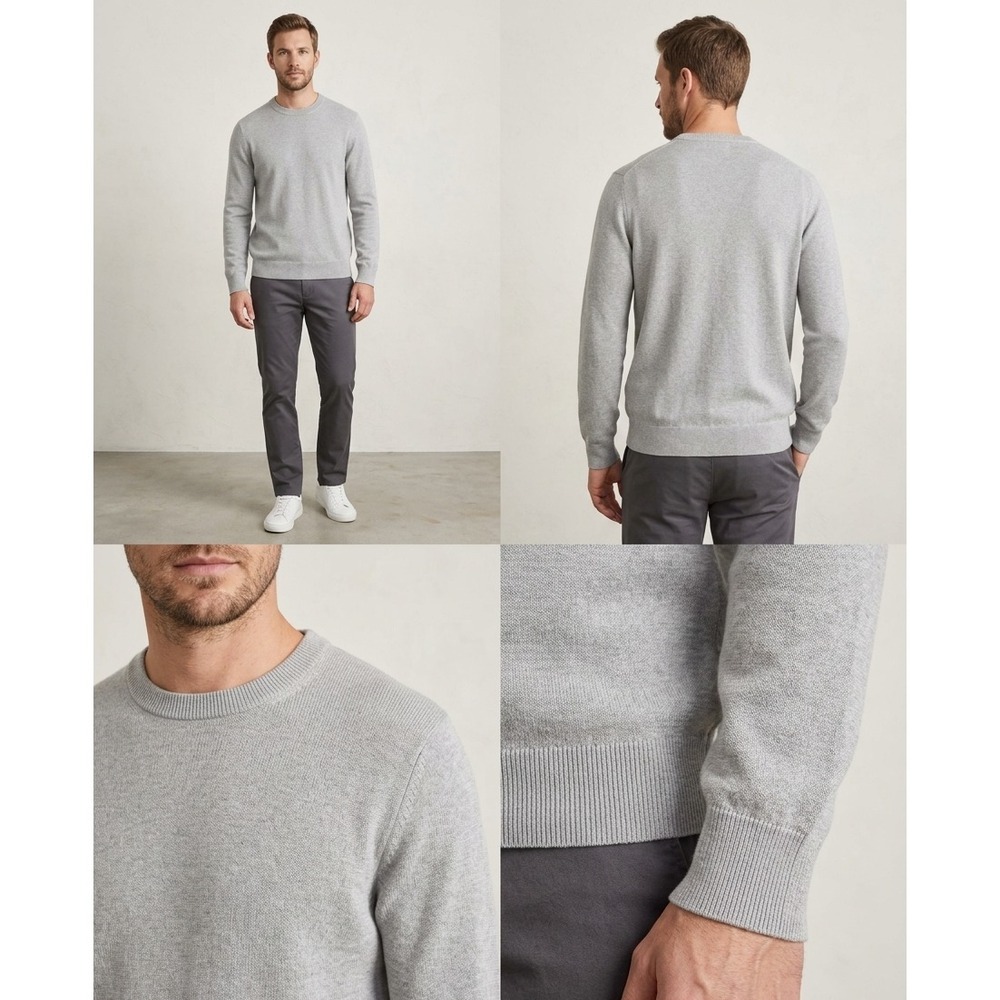 Uniqlo Sweatshirt Unisex M Heather Gray Crew Neck Classic Long Sleeve Pullover